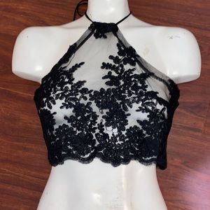 3/$20. Windsor Black Lace Top - zip back - XS - NWOT